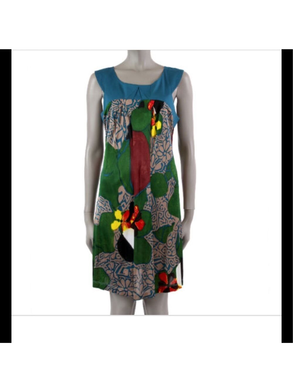 Multicolor Abstract Floral Print Sleeveless Mini Dress, sz 6
